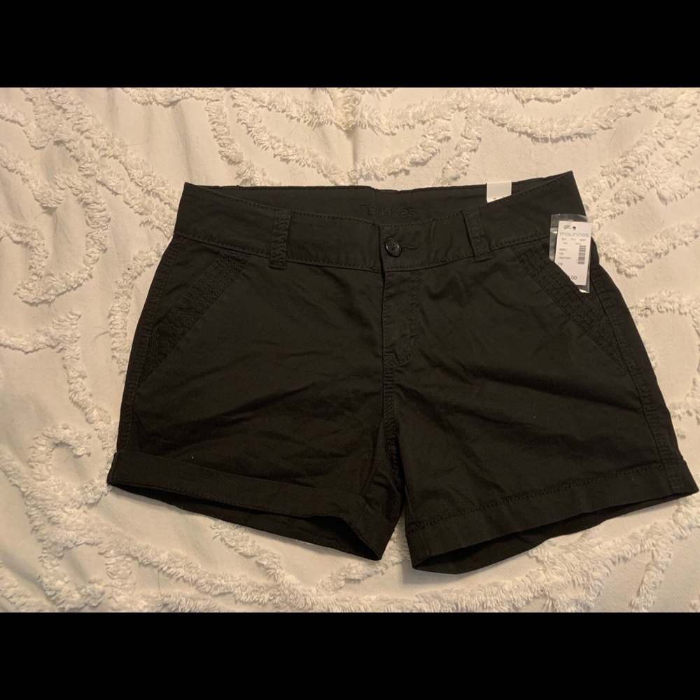 Black zip fly/ button top shorts.